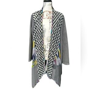 Kamana mesh fabric and mixed texture cardigan draping hem size small